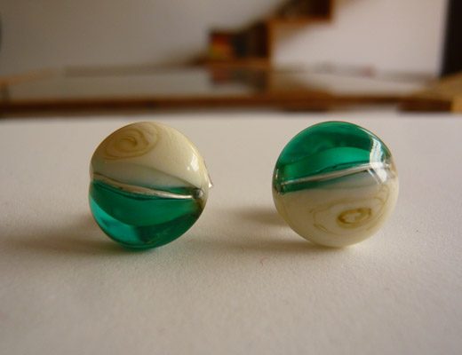 Pendientes “Océano” de botón verdes
