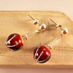 Pendientes esfera rojo presión - Imagen 3