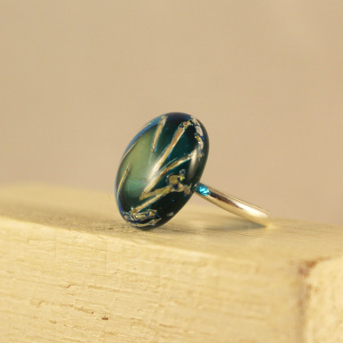 Anillo taraecado azul imagen 2